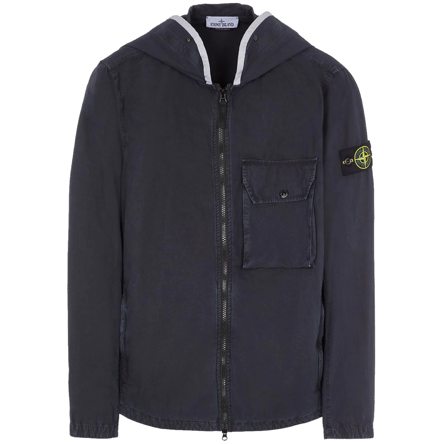 Stone Island Navy Brushed Hooded Overshirt