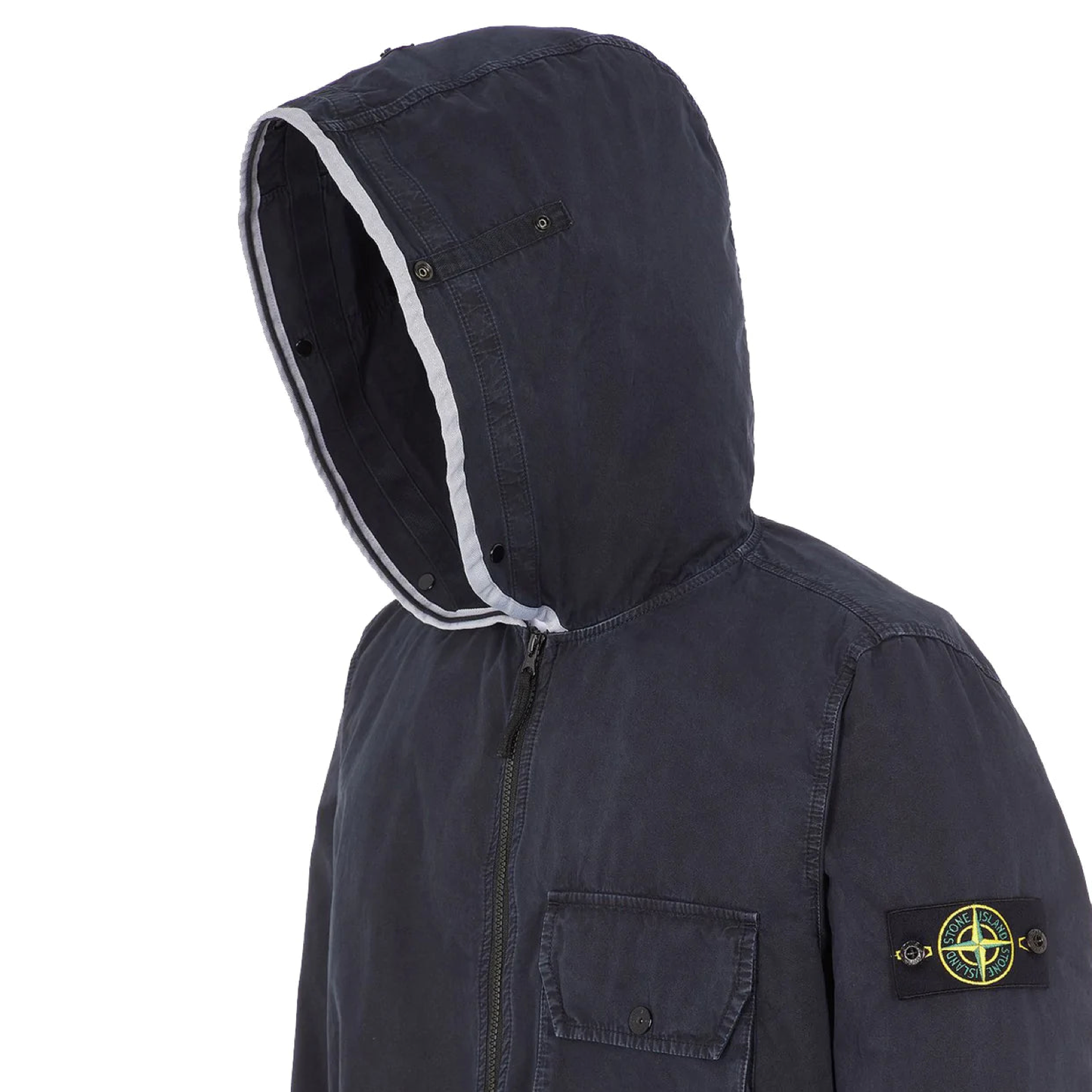 Stone Island Navy Brushed Hooded Overshirt