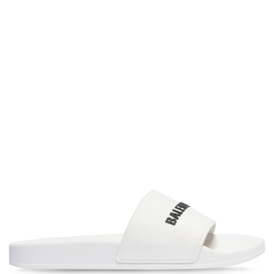 Womens Balenciaga White Logo Sliders